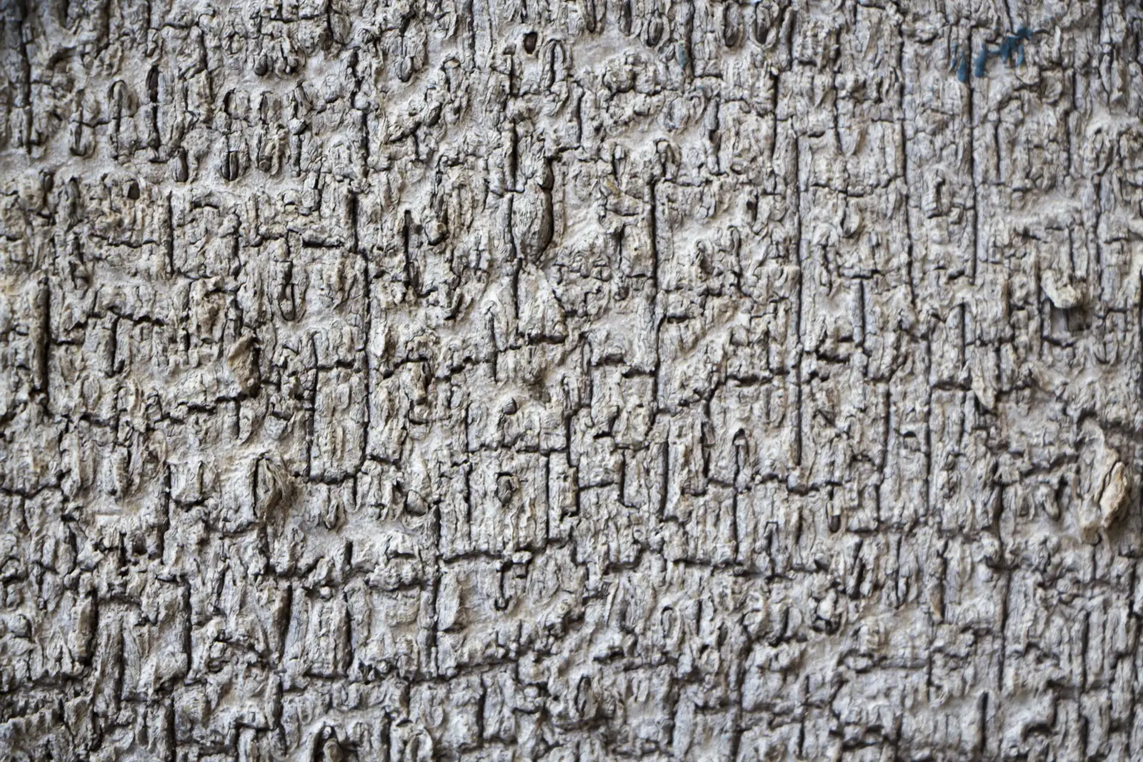 A close view of a rough stone wall, its surface broken into small irregular blocks.